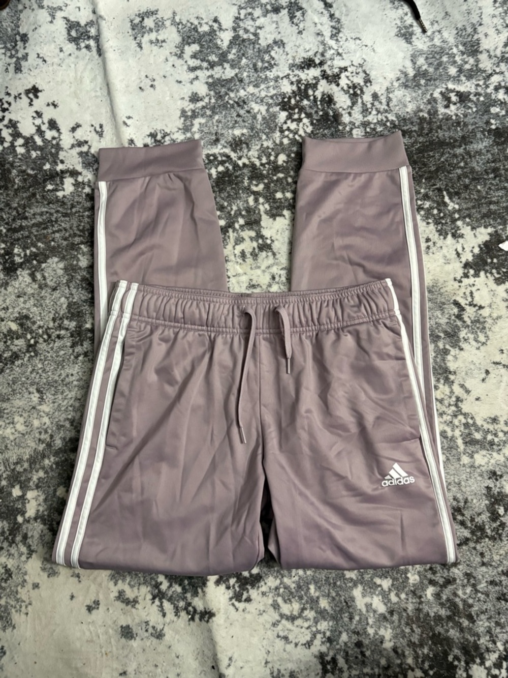 Adidas Mauve Track Pants with White Stripes
